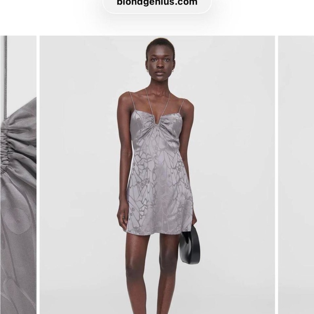 Anine Bing Gray Mini Dress with Spaghetti Straps